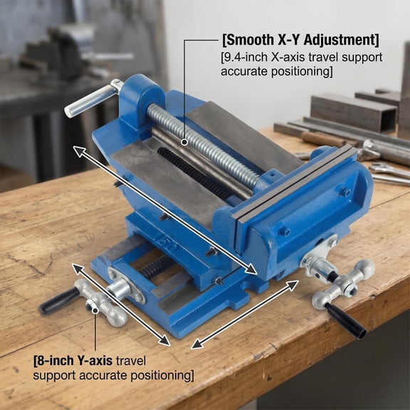 Drill Press Vise 6 Inch, Cross Slide Vise for Milling, Precision Bench Vise Cast Iron, Milling Vise with 9.4" X-Axis Travel