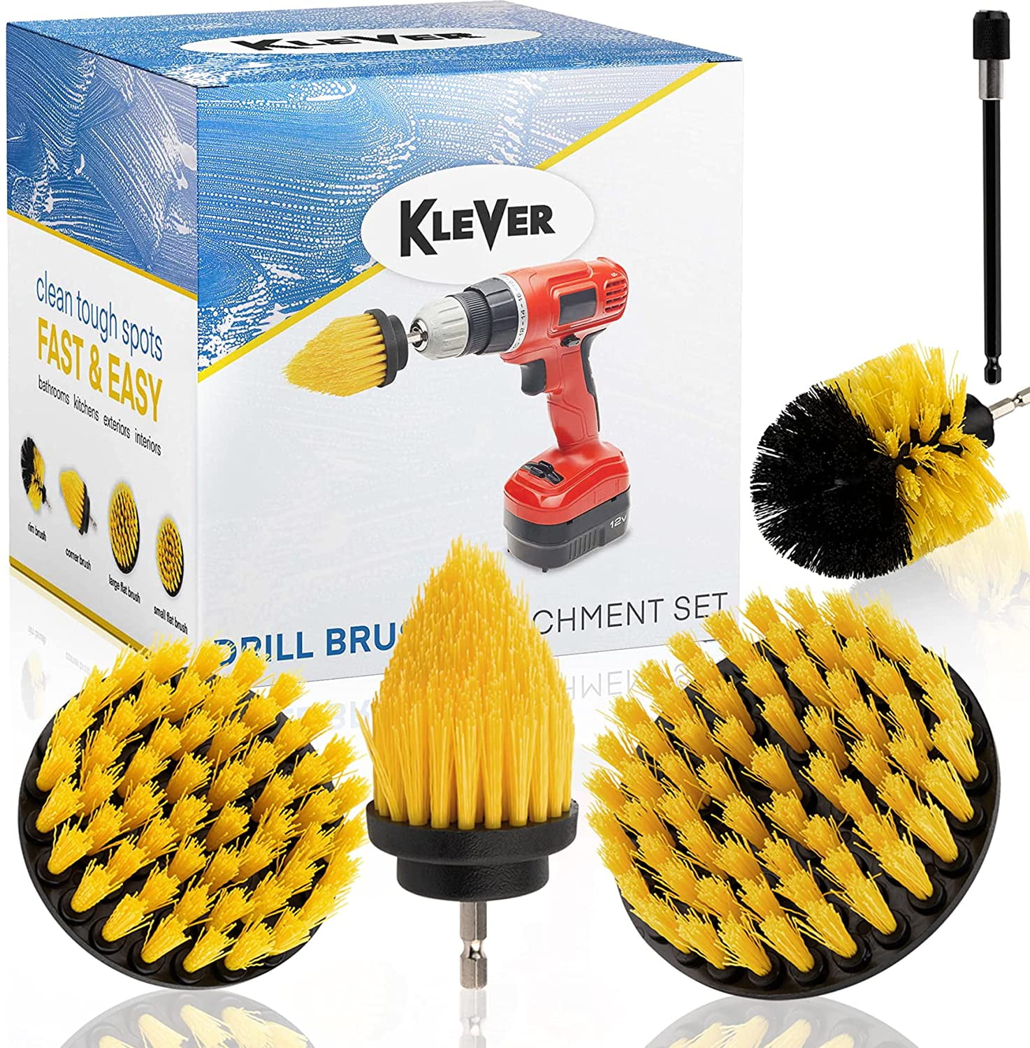 1/4in Drive Power Scrubber Detailing Brush Set - 4pc Drill Brush Kit A