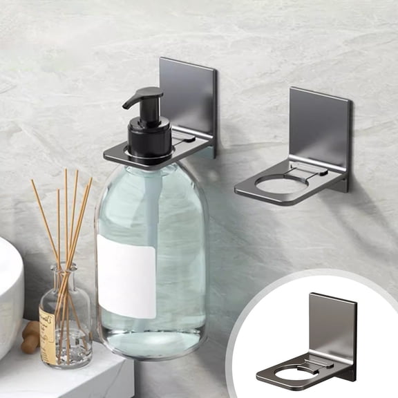 No Drill Shower Holder, Wall Mounted Shampoo and Soap Dispenser Rack, Adhesive Bathroom Organizer, Rustproof Aluminum Liquid Soap Caddy for Kitchen and Laundry Room