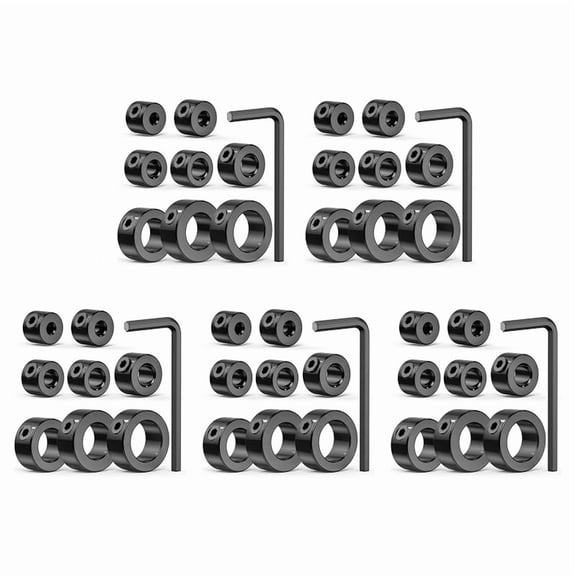 Drill Stop Bit Collar Set, 45PCS Adjustable Drill Depth Stop Collar Limit Ring with Carbon Steel Set for Drill Bits,5 set x Drill Stop Bit Collar Set,Black