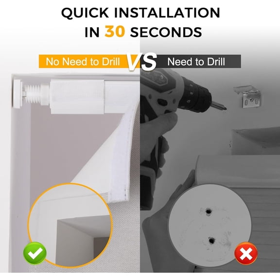 No Drill No Tools Cordless Roman Shades for Window,Room Darkening Easy Install Linen Fabric Blackout Roll Up Roman Blinds Window Blinds Inside Mount 34" W x 64" H Grayish White