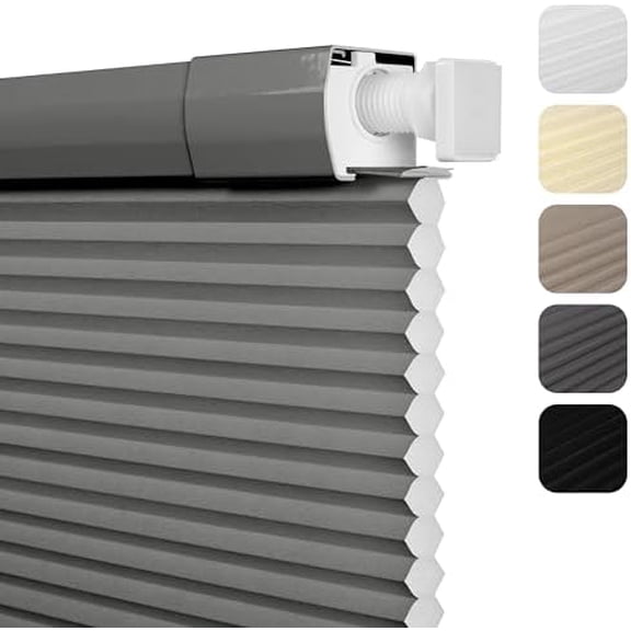 No Drill No Tools Light Filtering Cellular Shades Cordless Honeycomb Blinds Pull Down Window Blinds Easy to Install for Windows Thermal Insulated Noise Reduction,Gray,60" W x 36" H