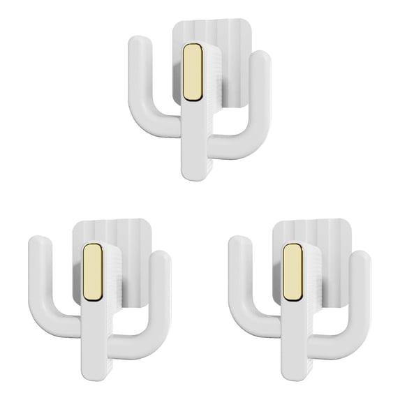No Drill Wall Mount Shoe Organizer, Multi Hook Slipper Hat Towel Storage Rack, Adhesive Hanging Home RV Accessory Shelf,4.13x3.58 Inch Space Saving Entryway Wall Suspension Storage Holder,White-3 PCs