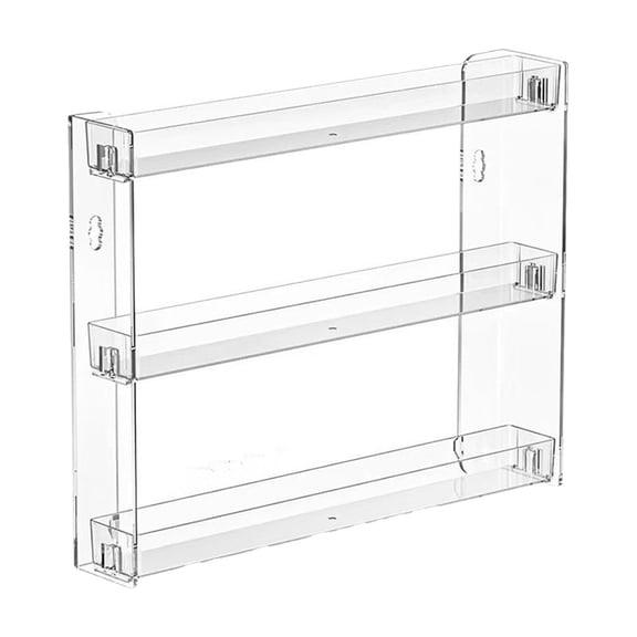 No Drill Wall Mounted Display Shelf, Clear Acrylic Cosmetic Organizer Rack, Vertical Space Saver for Bathroom and Bedroom Storage and Home Organization