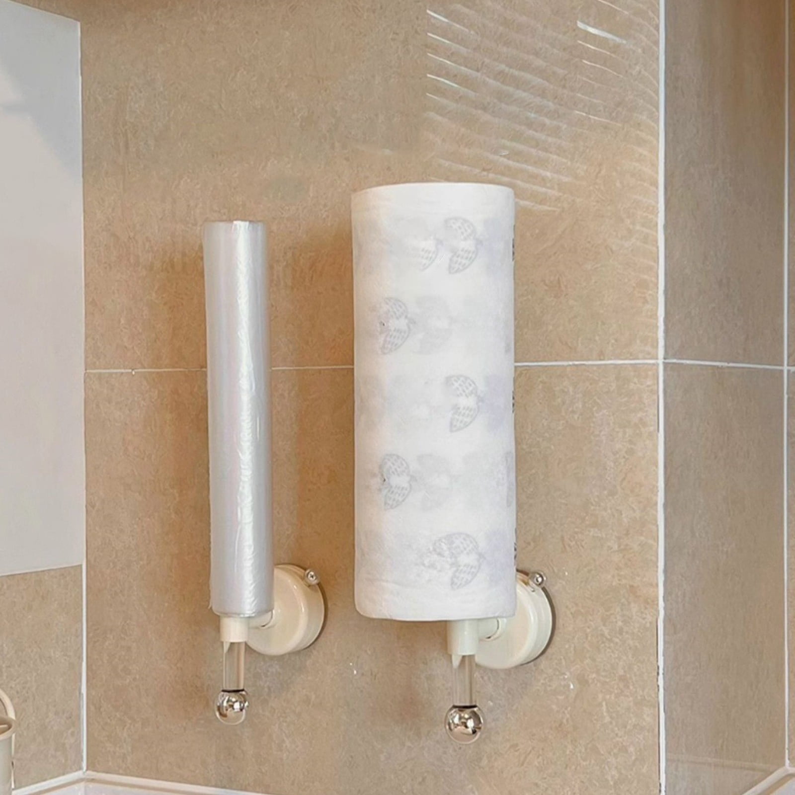 No Drill Wall Mounted Paper Towel Storage Rod with Suction Cup ...