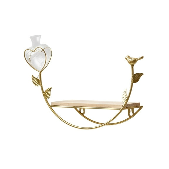 A No Drill Wall Mounted Shelf Iron Storage Rack For Living Room Bathroom Kitchen Bedroom Organization Decoration With Gold Finish For Books Plants Decor Items