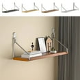 thumbnail image 1 of No Drill Wall Shelf | Damage Free Installation | Wooden Floating Shelf for Bedside, Living Room & Office | 30x15cm Wall Mounted Storage for Books, Router, Projector, 1 of 6