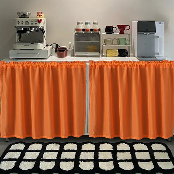 No Drill Waterproof Dustproof Kitchen Cabinet Cover Curtain - Sink Skirt Shelf Screen Short Decorative Partition for Under Sink Closet Bookcase Home Decor