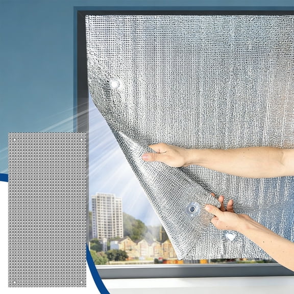 No Drill Window Sun Shade – Suction Cup Heat Insulation Reflective Film, UV Block Roller Shade for Glass, Portable & Easy Clean, Keeps Room Cool, Ideal for Home Car RV Camping