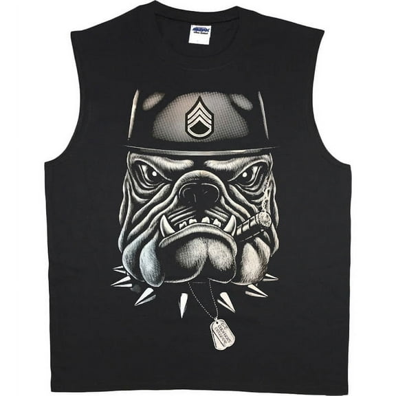 Drill sergeant bulldog t-shirt sleeveless t-shirt muscle tee for men