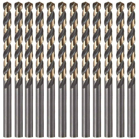 DrillForce 11/64" 12Pcs HSS Black and Gold Drill Bits Jobber Length for Metal Wood Platic M2 High Speel Steel
