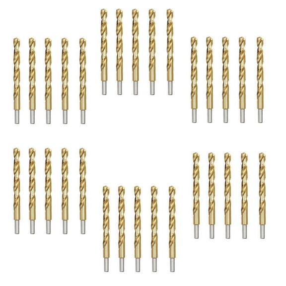 DrillForce 30pcs 27/64" HSS Jobber Length  with 3/8" Reduced Shank Drill Bit Titanium Coated for Metal Plastic Wood