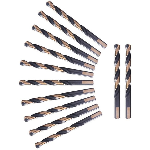 DrillForce 9/32" 12Pcs HSS Black and Gold Drill Bits Jobber Length for Metal Wood Platic M2 High Speel Steel