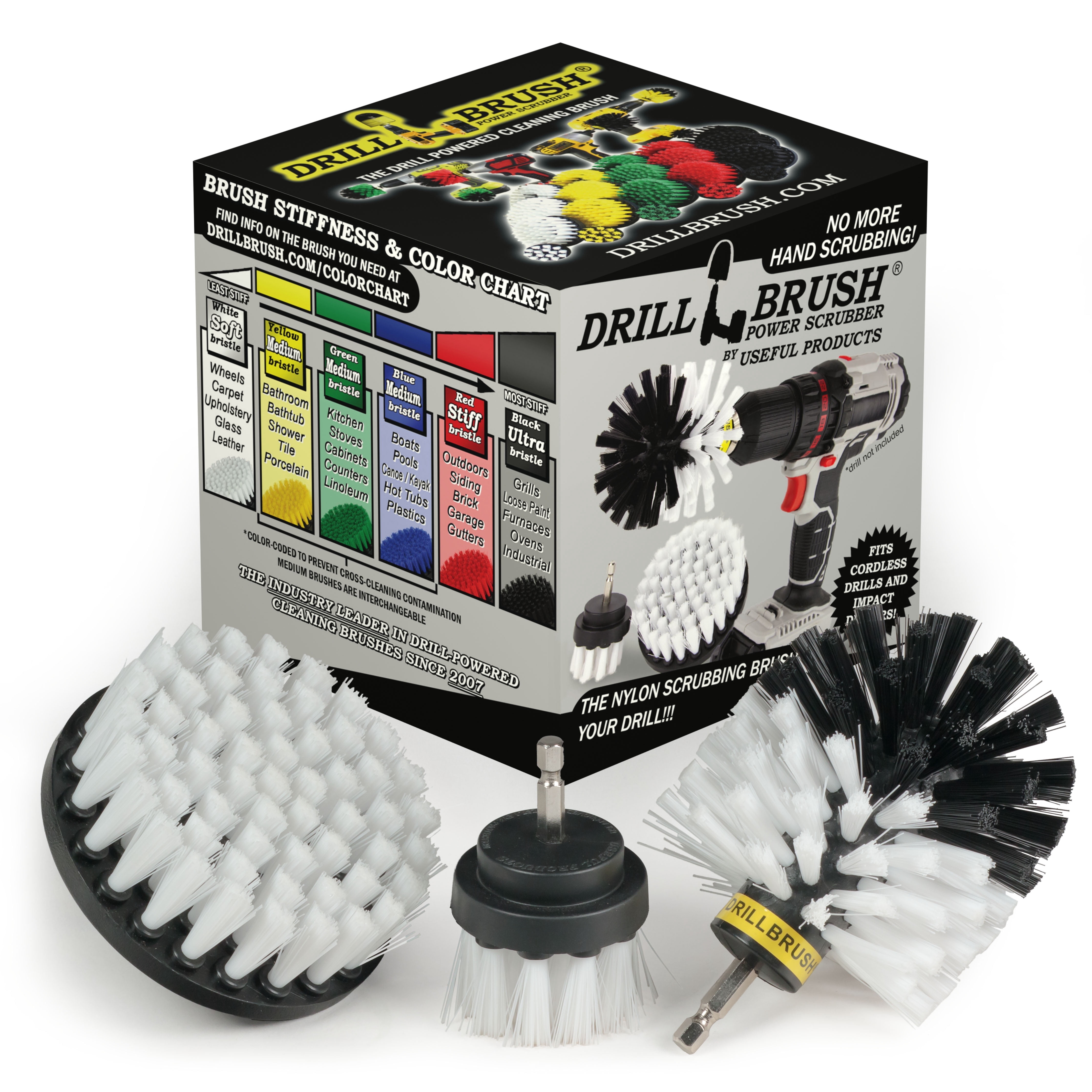 Drillbrush Car Detailing Kit Interior Cleaner Brush Set - 3 Piece Drill Brush Cleaning Tool Attachment Kit for Cleaning Furniture, Carpet, Chairs, Shower Door Glass – Drill Brush Wheel Cleaner Kit