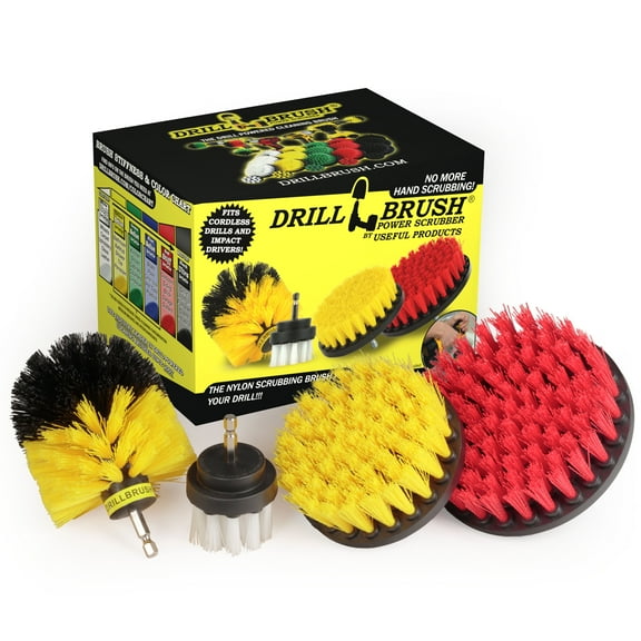 Drillbrush Drill Brush Scrub Brush - Drill Powered Cleaning Attachments - Cleaning Kit for Tile and Grout - Automotive Detailing Brushes For Interior