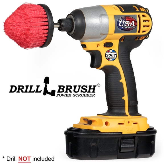 Drillbrush Outdoor Scrubber – Stiff Red Cone Brush for Patios, Decks & Walkways