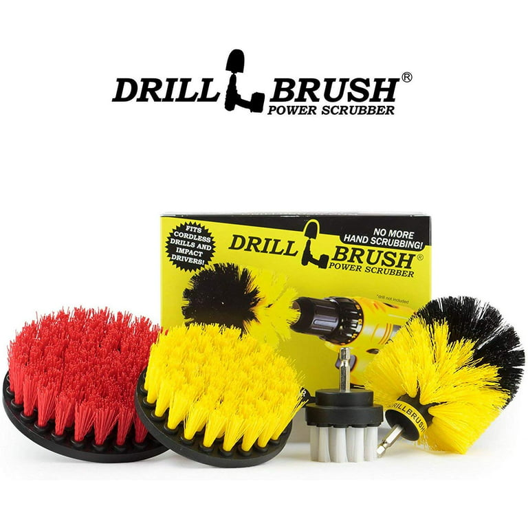 Drillbrush 4 Piece Nylon Power Brush Tile and Grout Bathroom Cleaning Scrub Brush  Kit Drill Brush Power Scrubber Brush Set 