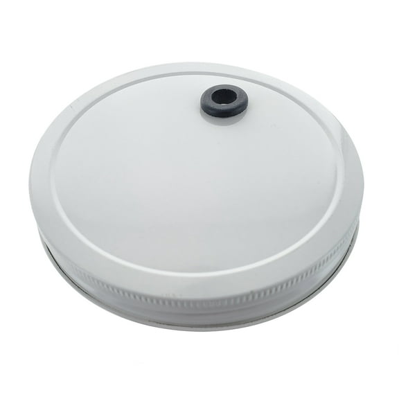Drilled Metal 110mm Lid with Grommet For One Gallon And 64oz Wide Mouth Glass Jar