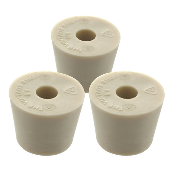 Drilled Rubber Stopper #6 (Set of 3)
