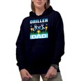 thumbnail image 1 of Driller Golf Dad, Father Golf Player, Golfing or Golfer Themed Merch Gift, Navy Blue Hooded Sweatshirt or Hoodie, Medium, 1 of 5