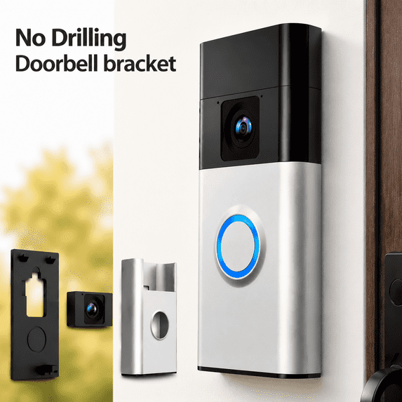 No Drilling Adhesive Video Ring Doorbell Mount for Ring Battery Doorbell (NEW Release), No Drilling Camera Door Mounting Holder Bracket Accessories, ring camera mount for Apartments Office Houses