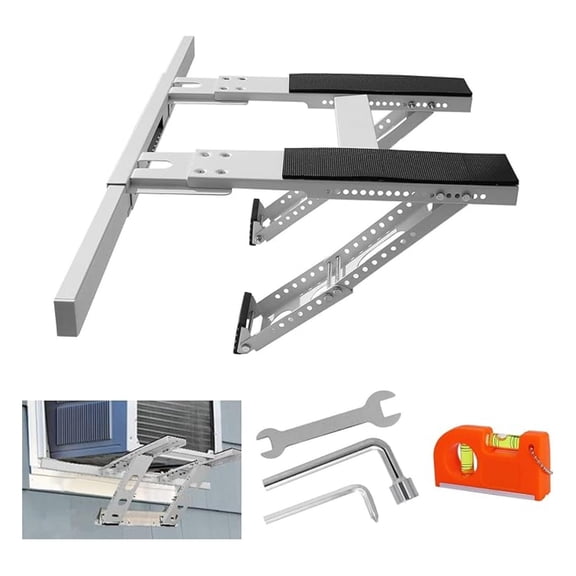 No Drilling Air Conditioner Bracket Adjustable Universal Window Support Bracket for Single/Double Hung Windows Heavy Duty Steel Holds Up to 200 lbs, for 5000-24000 BTU Units