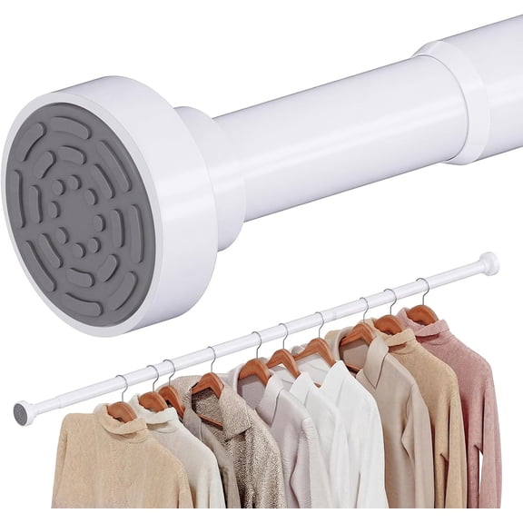 No Drilling Closet Rods for Hanging Clothes, Non Slip Tension Rod with Heavy Duty Clothes Hanging Rod, 17-39 Inches Adjustable Spring Closet Rod for Closet Wardrobe Bathroom RV