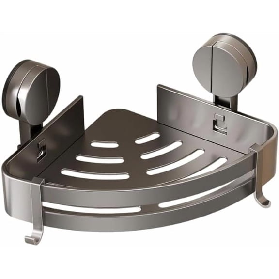 No Drilling Heavy Duty Shower Cage with Hooks Bathroom Wall Mounted Basket Organizer Easily Removable Rust-Proof Stainless Steel Shower Cage suction cup bathroom accessories (1 PCS)