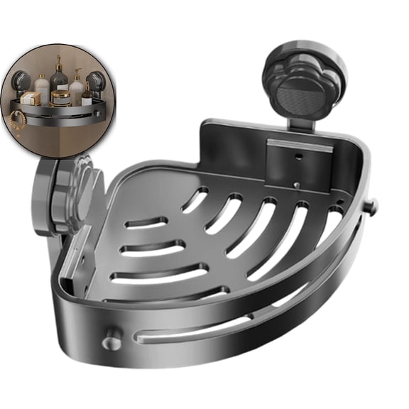 No Drilling Heavy Duty Shower Cage with Hooks, Triangle Bathroom Wall Mounted Basket Organizer, Easily Removable Rust-Proof Stainless Steel Shower Cage Suction Cup Bathroom Accessories