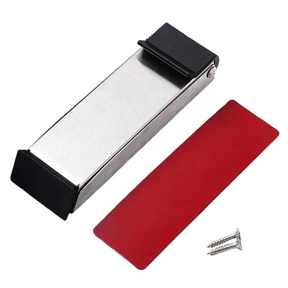 No Drilling Kick down Door Stop, Metal Foot Door Stopper with Soft Rubber Feet, Adhesive Or Screw Installation for All Floor Types, Noise Reduction Door Holder, A Gate Resistor