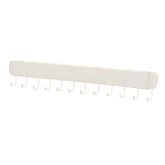 No Drilling Kitchen Utensil Hanger Wall Mounted with Adjustable Hooks, Adhesive Removable Hanging Rail Rack for Cooking Utensils Spoons Mugs Cups Towels Pot Holders Organization
