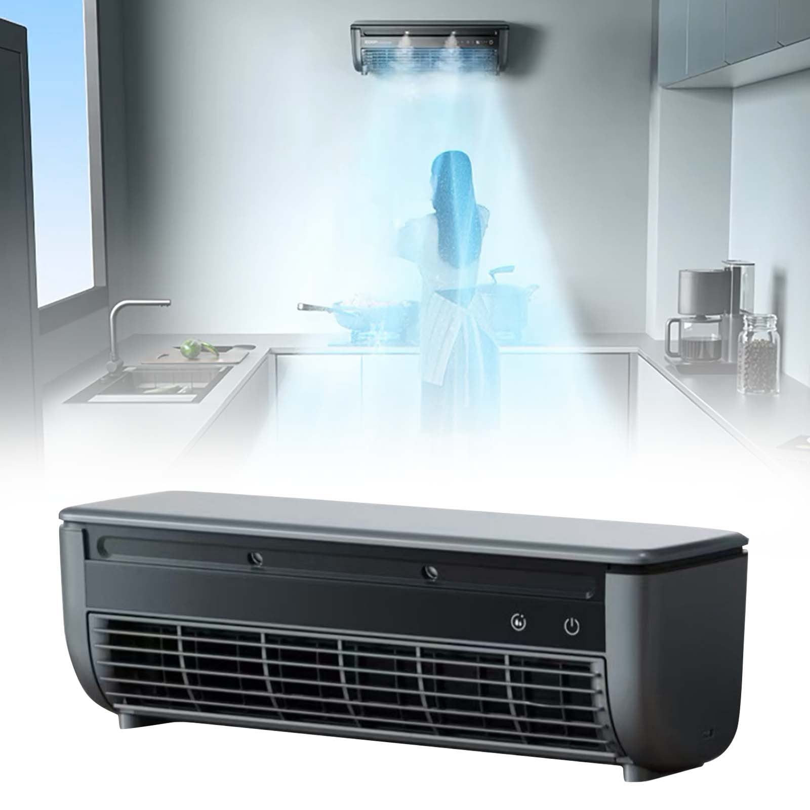 No Drilling Kitchen Wall Air Conditioner Fan, 2025 New 2000mAh Rechargeable Battery Wireless Charging Air Conditioner, 30s Instant Cooling, Portable Wall Mounted Airs Conditioners for Kitchen Bedroom