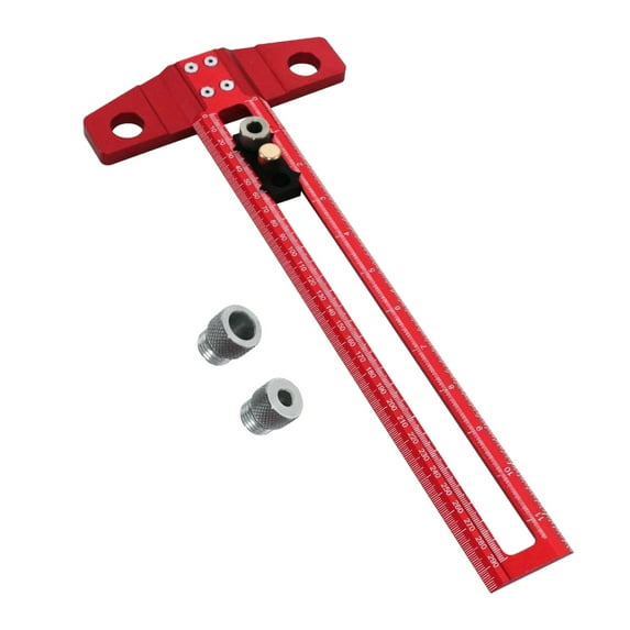 Drilling Positioning Ruler, Adjustable Aluminium Alloy T Square Cabinet Hole Drilling Template, Punch Locator Portable Adjustable Clear Scale Cabinet Hardware Template