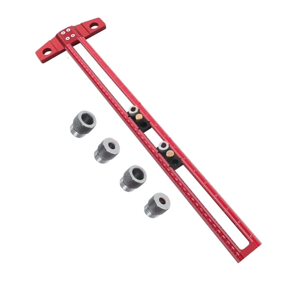 Drilling Positioning Ruler, Adjustable Aluminium Alloy T Square Cabinet Hole Drilling Template, Punch Locator Portable Adjustable Clear Scale Cabinet Hardware Template