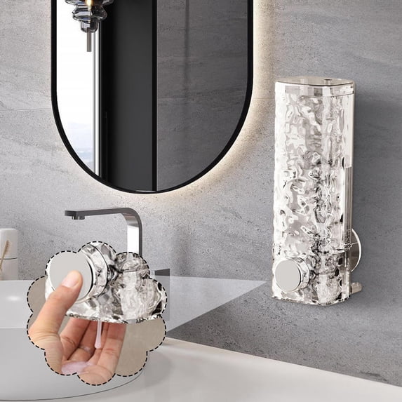 No Drilling Suction Cup Soap Dispenser, Wall Mounted Refillable Bottle for Shampoo Shower Gel Hand Soap, Strong Adhesive Bathroom Dispenser for Kitchen and Home Use