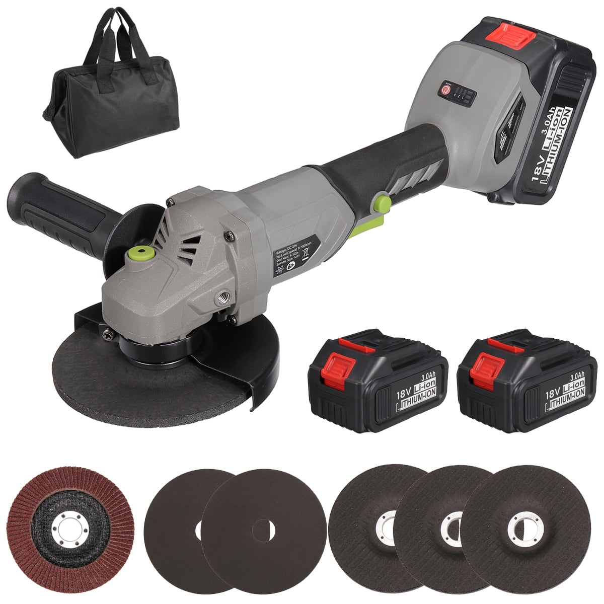 Drillpro Cordless Angle Grinder Kit 41/2" Brushless Electric Power CutOff Tool with Two 3.0Ah