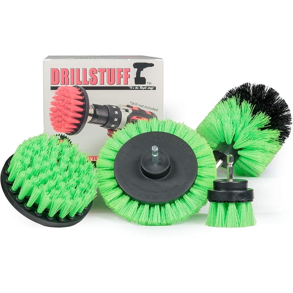 Drillstuff Oven Cleaner Brush Attachment Set - Lime Drill Brush Medium Stiffness - Power Drill Brush Kitchen Tool Set - Scrubbing Brush Drill Attachment - Stove Top Cleaner - Kitchen Scrub Brush Set