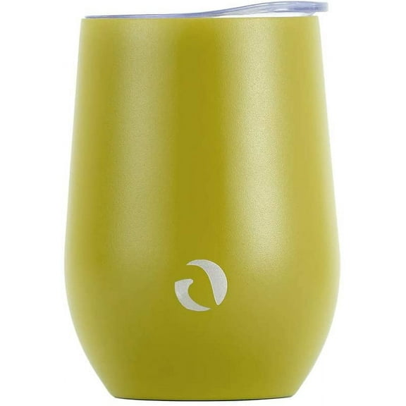 Drinco 12 oz Wine Tumbler Stainless Steel with Lid Coffee Cup Vacuum Insulated Mug -Martini Green