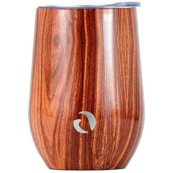 Drinco 12 oz Wine Tumbler Stainless Steel with Lid Coffee Cup Vacuum Insulated Mug -Woodland