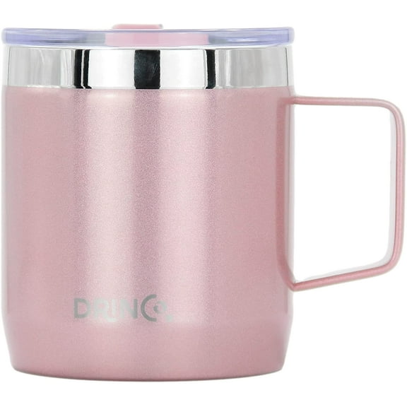 Drinco 14-Ounce Double-Wall Vacuum-Sealed Stainless Steel Coffee Mug, Bling Rose Gold