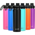 thumbnail image 1 of Drinco 22 oz Black Double Walled Vacuum Insulated Stainless Steel Water Bottle with Wide Mouth and Flip-Top Lid, 1 of 5