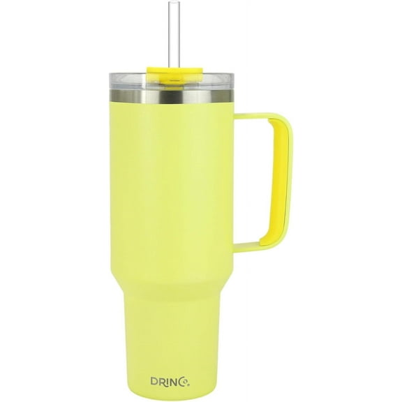 Drinco 40oz 30oz Tumbler with Handle Vacuum Insulated Stainless Steel-30oz Lemon