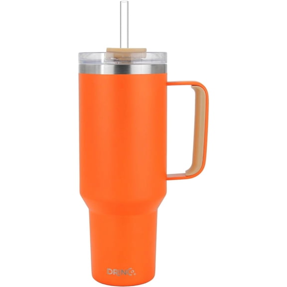 Drinco 40oz 30oz Tumbler with Handle Vacuum Insulated Stainless Steel-40oz Pumpkin