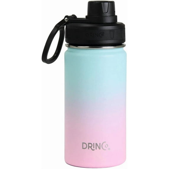Drinco Water Bottle Double Wall Vacuum Insulated Stainless Steel, 14oz Macaron