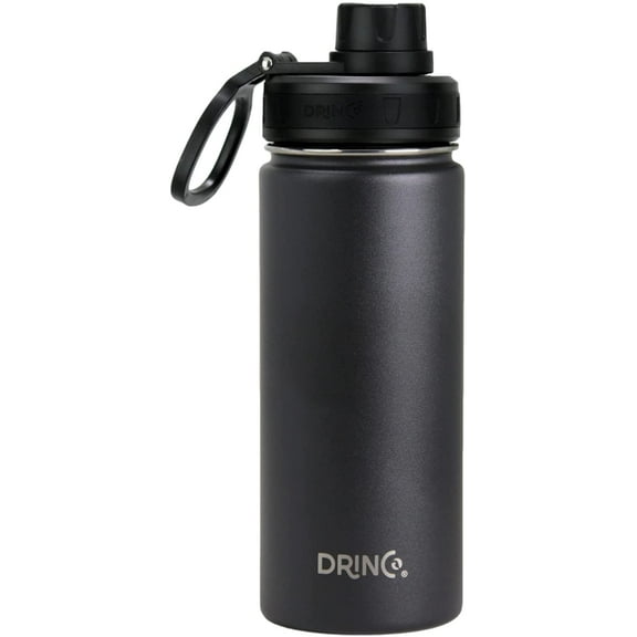 Drinco Water Bottle Double Wall Vacuum Insulated Stainless Steel, 18oz Black