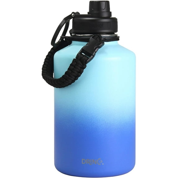 Drinco Water Bottle Double Wall Vacuum Insulated Stainless Steel, 64oz Morning Sky Blue