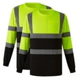 thumbnail image 1 of Drindf 2 Pack Reflective Safety Shirts for Men High Visibility Workwear with Reflective Strips Class Long Sleeve Construction Work Shirt Black Bottom Lime, 1 of 7