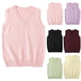 thumbnail image 1 of Drindf Cotton Knit Sweater Vests for Women School Uniform Vest Trendy V Neck Sleeveless Shirts Solid Color Casual Pullover Knitwear Comfy Soft Tank Sweaters, 1 of 4