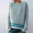 thumbnail image 1 of Drindf Fair Isle Sweater for Women Plus Size Knitted Shirts Retro Crew Neck Sweaters Comfy Long Sleeve Pullover Shirt Loose Blue Striped Jumper Tops, 1 of 6