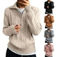 thumbnail image 1 of Drindf Half Zip Cable Knit Sweaters for Women Trendy Lapel Zipper Up Shirts Comfy Long Sleeve Pullover Tops Warm Casual Knitwear Fall Y2k Clothes Winter Outfits, 1 of 7